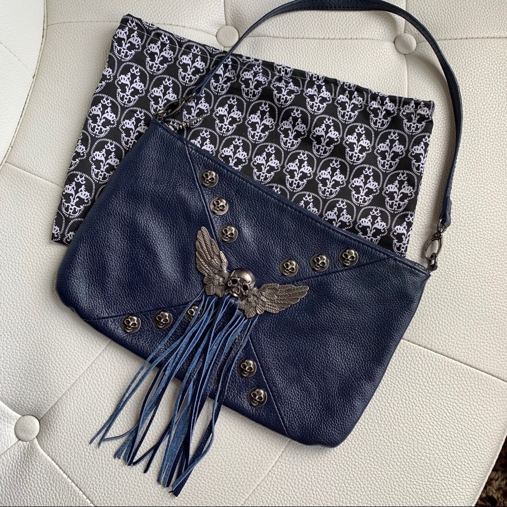 Thomas Wylde purse with skulls and fringe